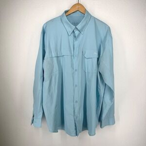 HUK‎ Performance Long Sleeve Fishing Shirt Light Blue Vented Breathable Mens XL